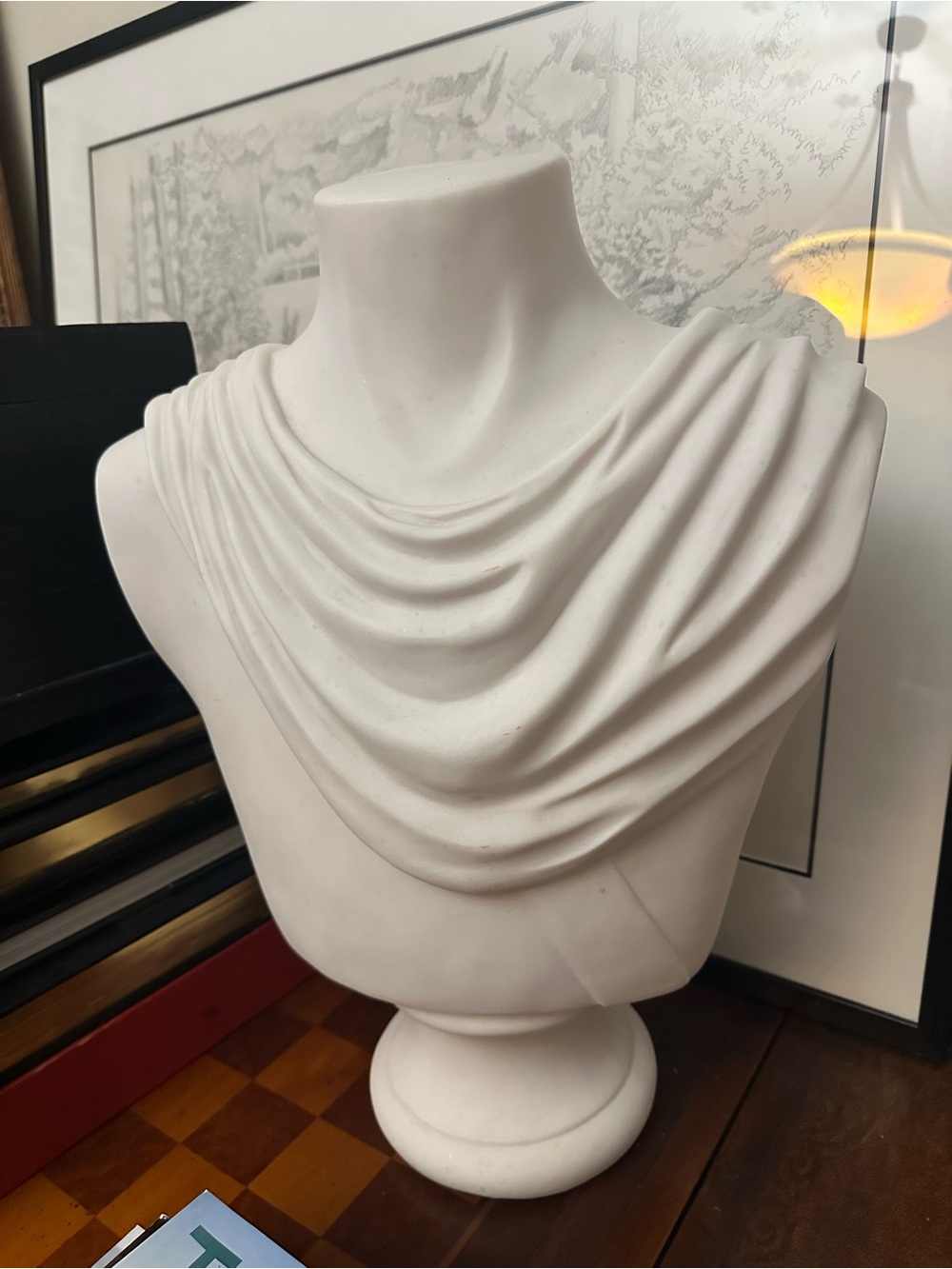 White Draped Bust Jewelry Display Bust and decoration